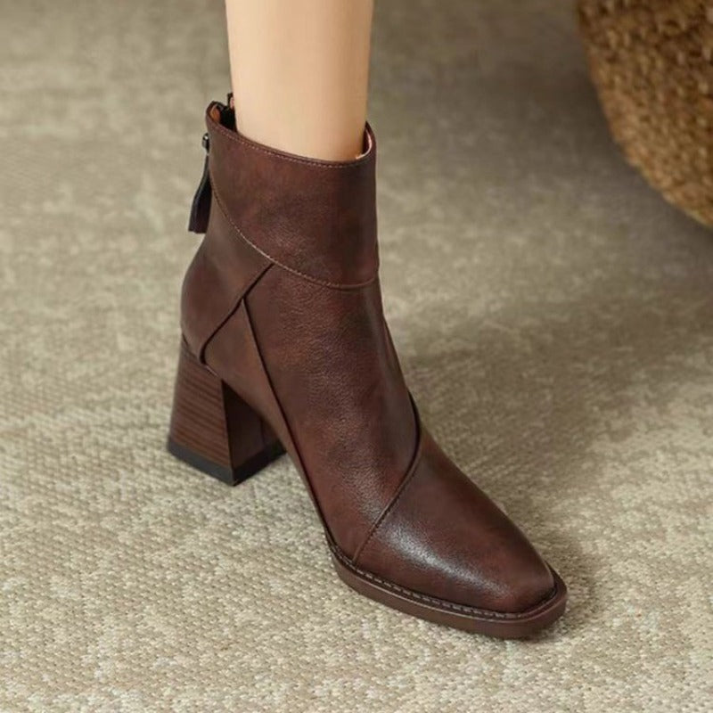 Juliette - Bottines Femme Confort avec Talon Large et Bout Carré Élégant
