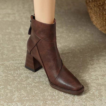 Juliette - Bottines Femme Confort avec Talon Large et Bout Carré Élégant