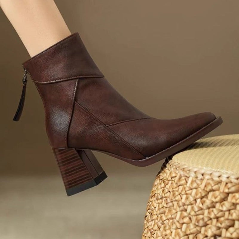 Juliette - Bottines Femme Confort avec Talon Large et Bout Carré Élégant