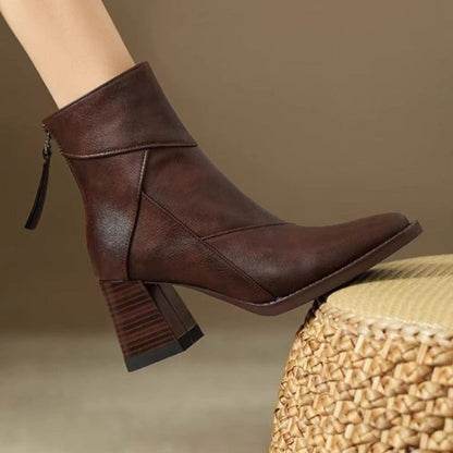 Juliette - Bottines Femme Confort avec Talon Large et Bout Carré Élégant