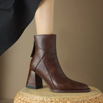 Juliette - Bottines Femme Confort avec Talon Large et Bout Carré Élégant