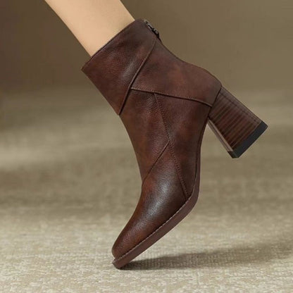 Juliette - Bottines Femme Confort avec Talon Large et Bout Carré Élégant