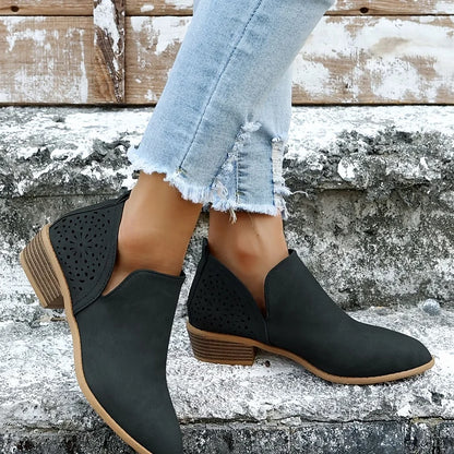 Juliette - Bottines Femme pour l'Automne avec Découpes et Talon Bloc
