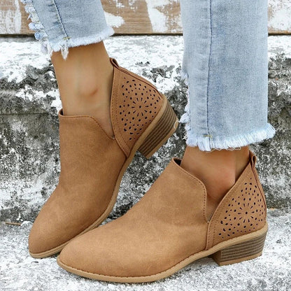 Juliette - Bottines Femme pour l'Automne avec Découpes et Talon Bloc