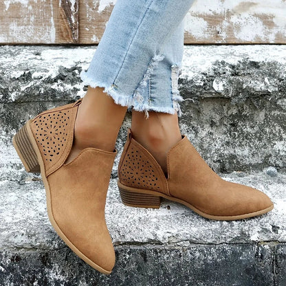 Juliette - Bottines Femme pour l'Automne avec Découpes et Talon Bloc
