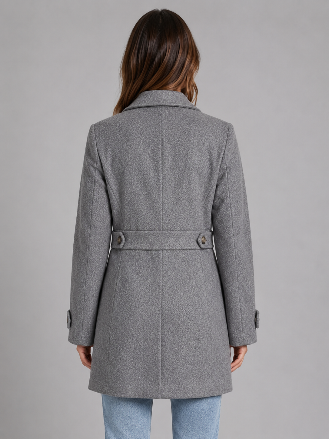 Juliette - Manteau Femme Classique Boutonné avec Col Tailleur et Ceinture