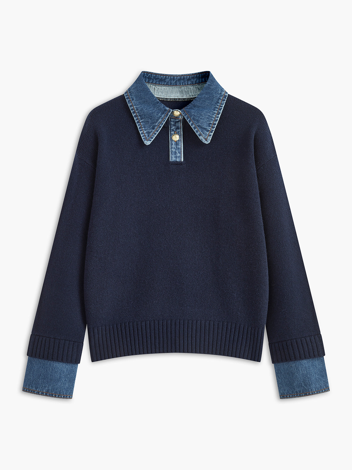 Juliette - Pull Femme Maille Col Polo avec Manches Longues et Poignets Côtelés