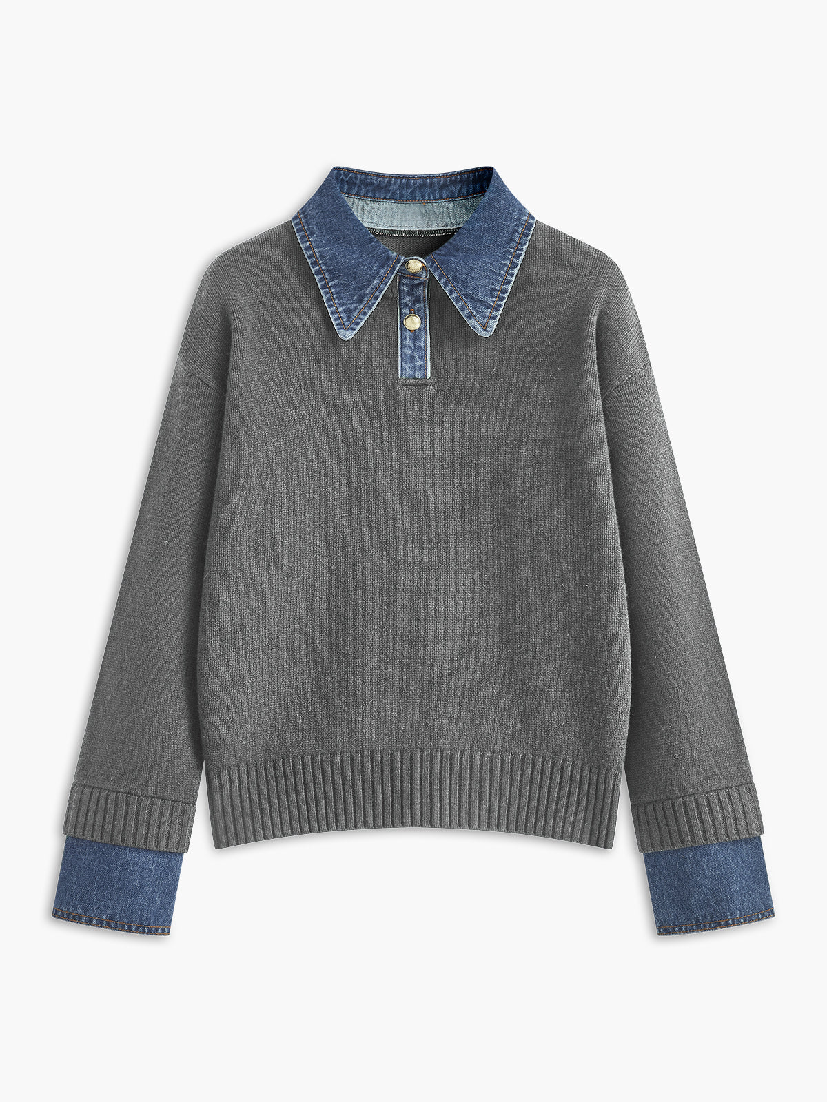 Juliette - Pull Femme Maille Col Polo avec Manches Longues et Poignets Côtelés