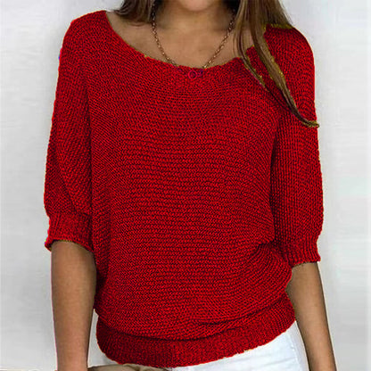 Juliette - Pull Femme d'Automne en Maille à Col Bateau Ample