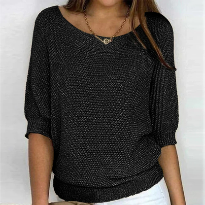 Juliette - Pull Femme d'Automne en Maille à Col Bateau Ample