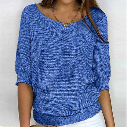 Juliette - Pull Femme d'Automne en Maille à Col Bateau Ample