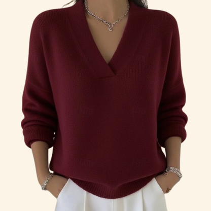 Juliette - Pull Femme en Cashmere Style avec Col en V pour l'Automne