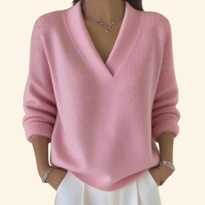Juliette - Pull Femme en Cashmere Style avec Col en V pour l'Automne