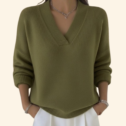 Juliette - Pull Femme en Cashmere Style avec Col en V pour l'Automne