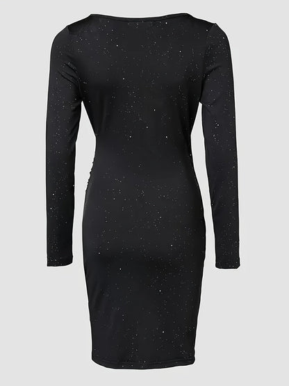 Juliette - Robe Femme Habillée Manches Longues pour Soirée avec Col V