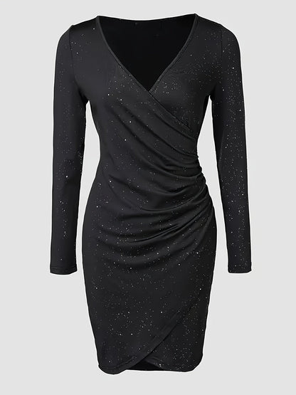 Juliette - Robe Femme Habillée Manches Longues pour Soirée avec Col V