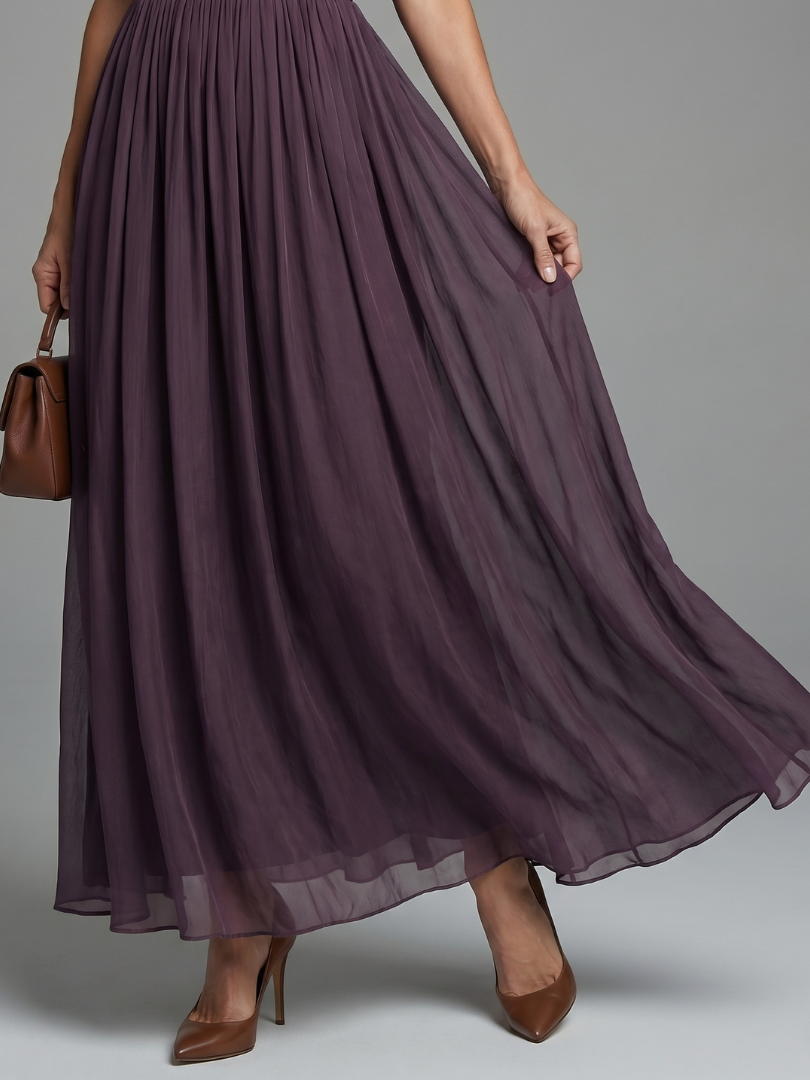 Juliette - Robe Longue Femme Chic avec Manches Papillon et Taille Smockée
