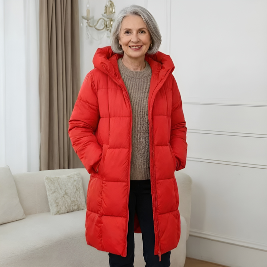 Juliette - Veste Femme Longue pour l'Hiver avec Capuche Matelassée