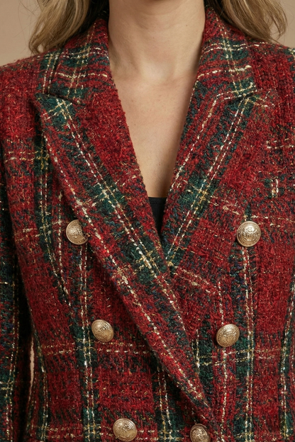Léa - Blazer Femme Chic à Carreaux pour l'Automne