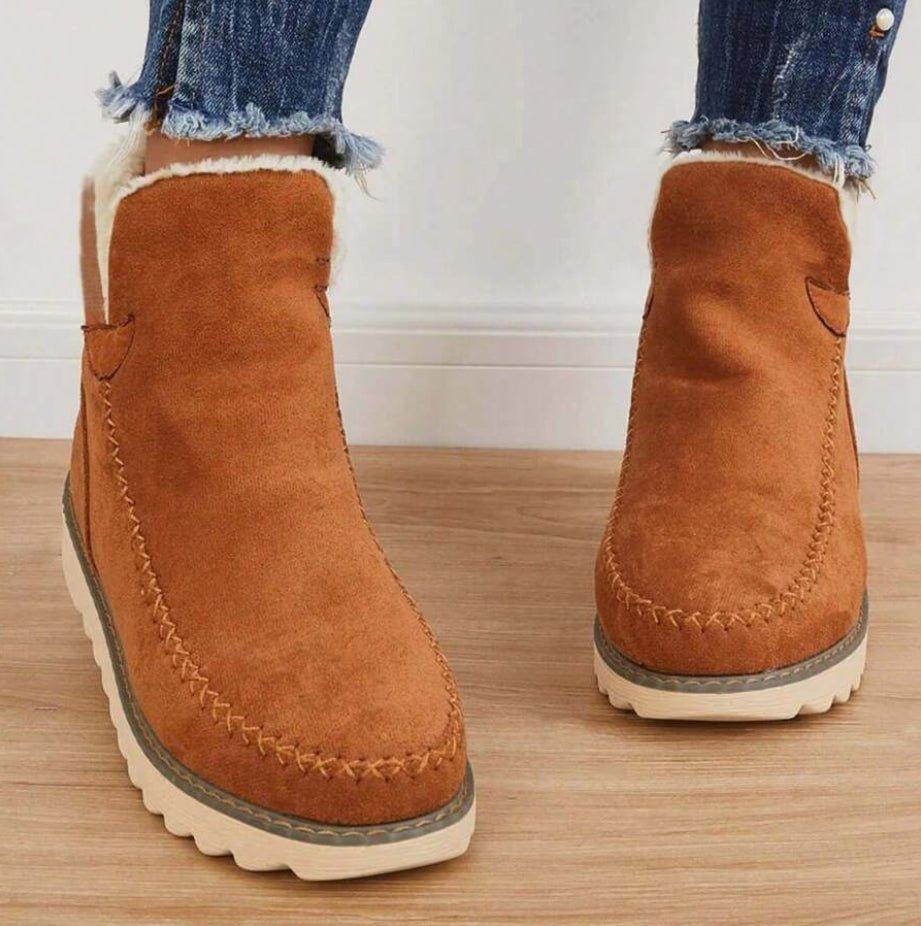 Léa - Bottines Femme Hiver Doublure Polaire avec Semelle Crantée