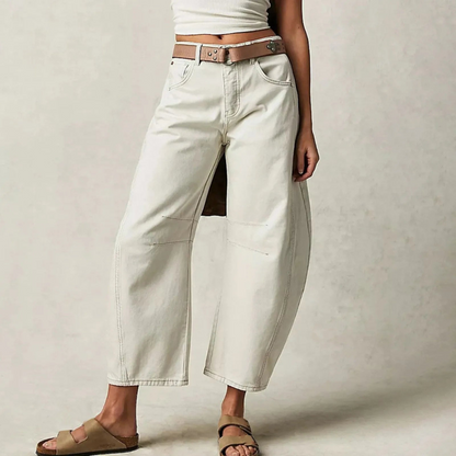 Léa - Jeans Femme Baggy Large pour l'Automne avec Coupe Ballon et Ceinture