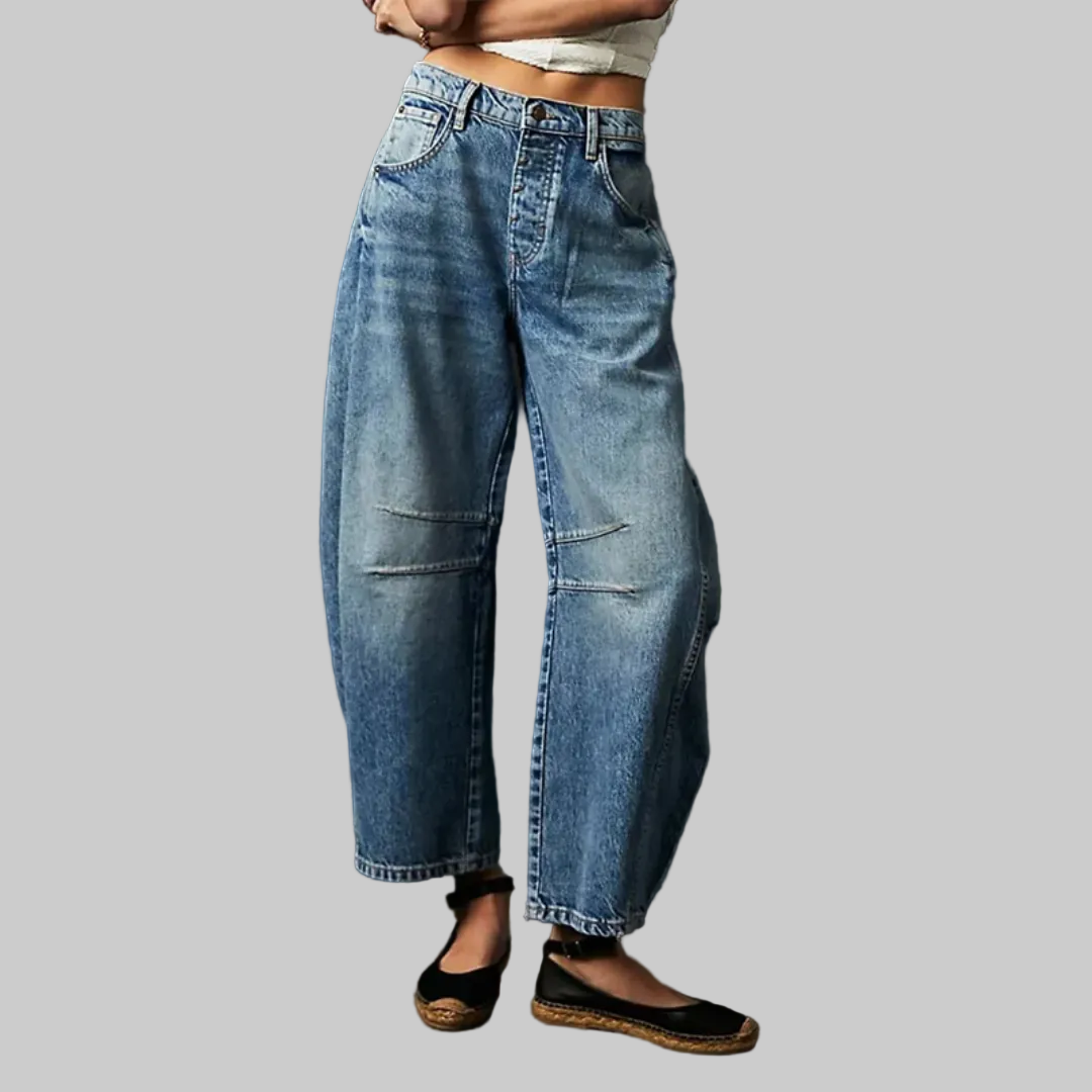 Léa - Jeans Femme Baggy Large pour l'Automne avec Coupe Ballon et Ceinture