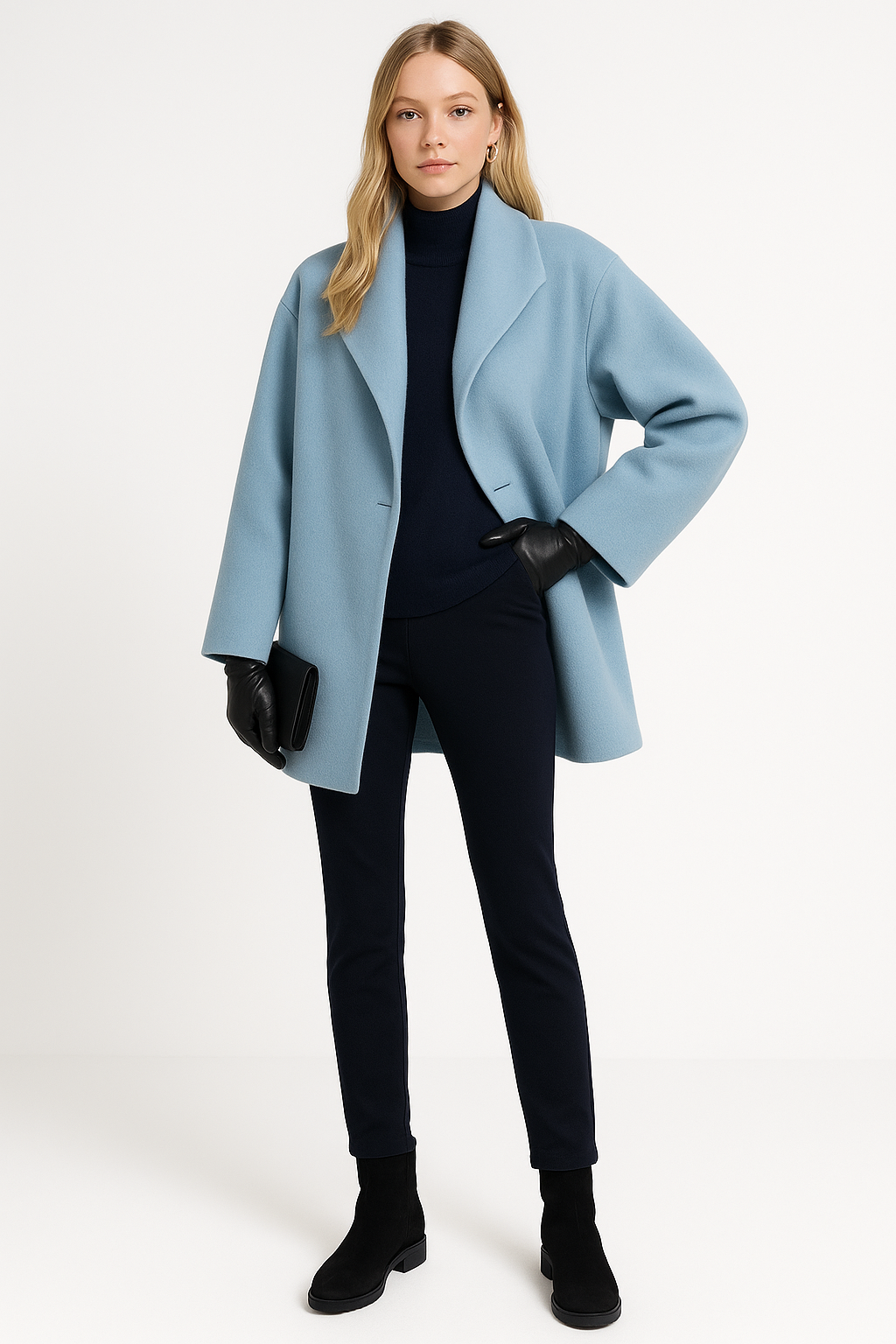 Léa - Manteau Femme Hiver Oversize avec Capuche et Coupe Enveloppante