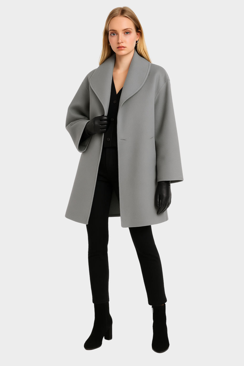 Léa - Manteau Femme Hiver Oversize avec Capuche et Coupe Enveloppante