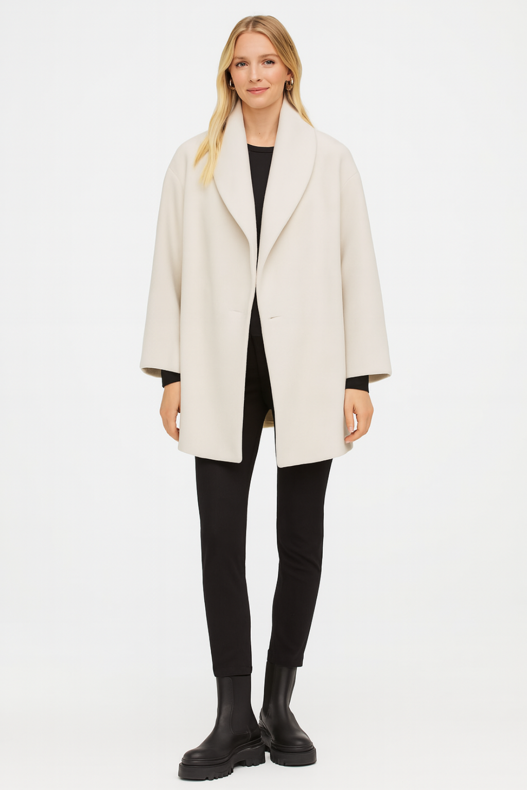 Léa - Manteau Femme Hiver Oversize avec Capuche et Coupe Enveloppante