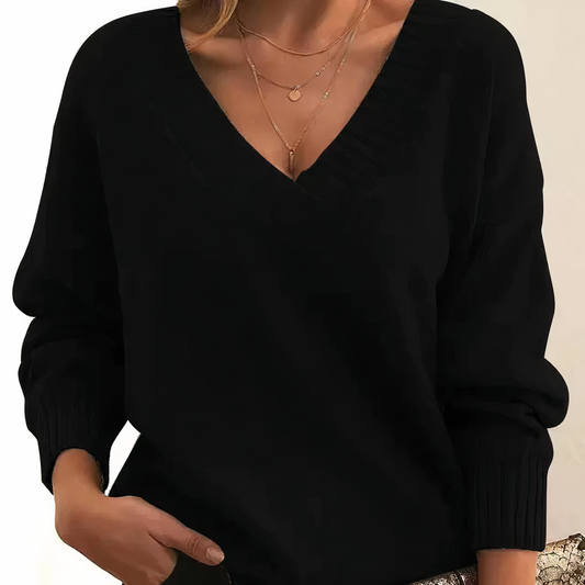 Léa - Pull Femme en Cashmere Style pour l'Automne avec Col en V