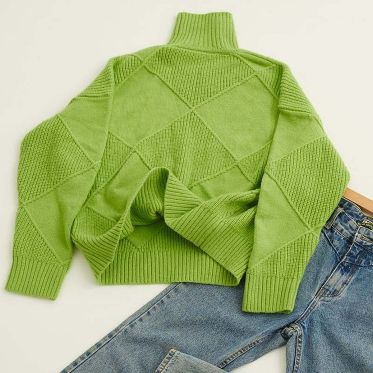 Léa - Pull femme col roulé en maille oversize et épais