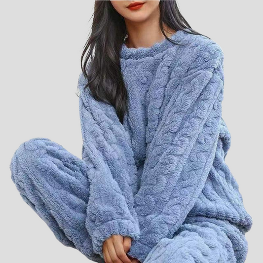 Léa - Pyjama femme long et chaud d'hiver avec manches longues et oversize
