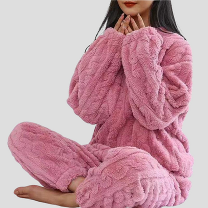Léa - Pyjama femme long et chaud d'hiver avec manches longues et oversize