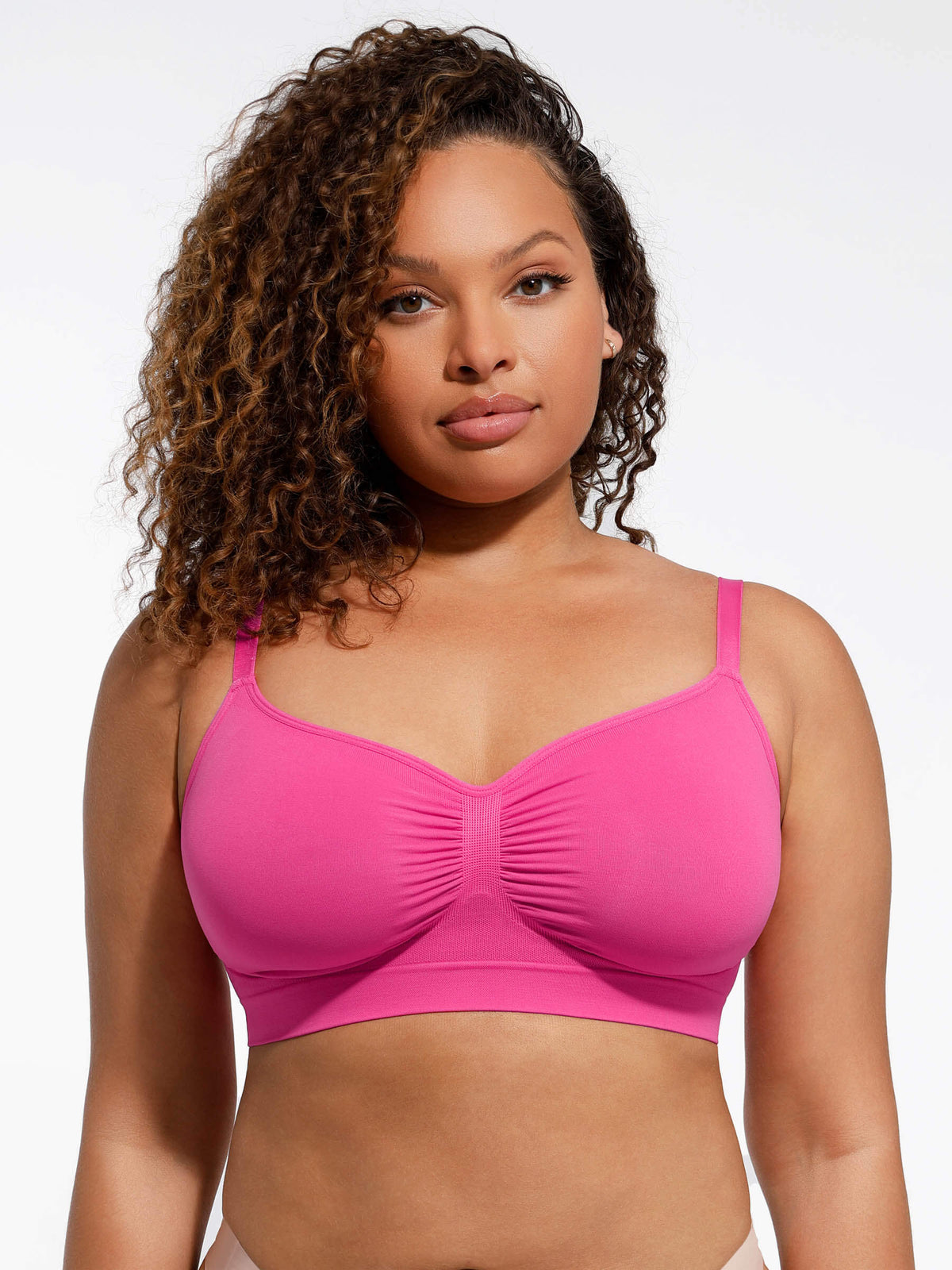Léa - Soutien-gorge femme push up sans coutures à bonnets froncés et bande large
