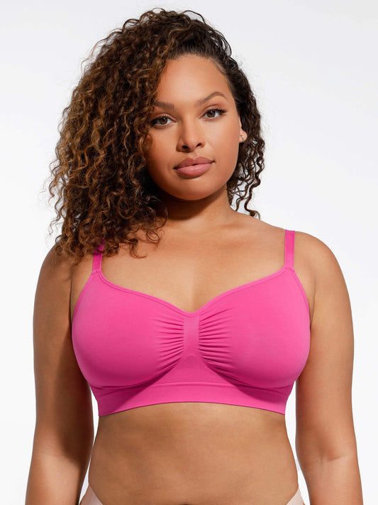 Léa - Soutien-gorge femme push up sans coutures à bonnets froncés et bande large
