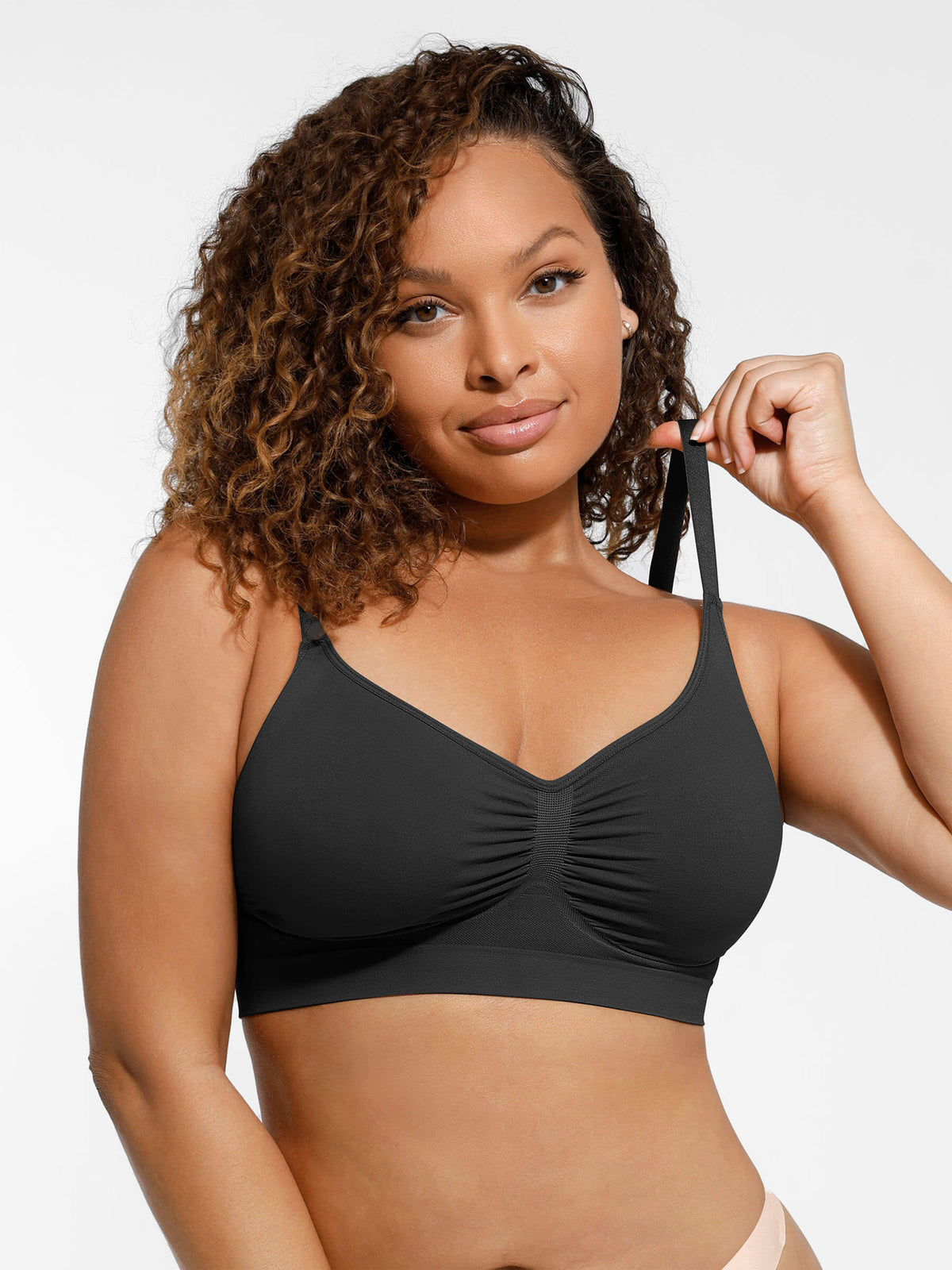 Léa - Soutien-gorge femme push up sans coutures à bonnets froncés et bande large