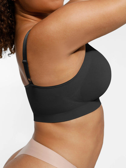 Léa - Soutien-gorge femme push up sans coutures à bonnets froncés et bande large