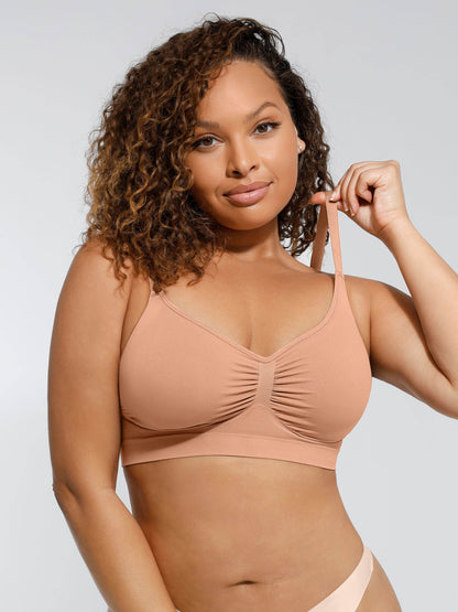 Léa - Soutien-gorge femme push up sans coutures à bonnets froncés et bande large