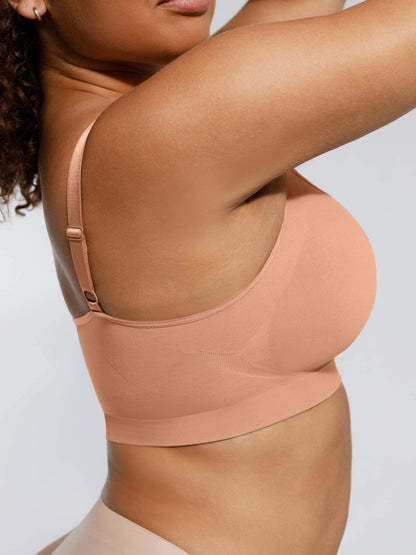 Léa - Soutien-gorge femme push up sans coutures à bonnets froncés et bande large