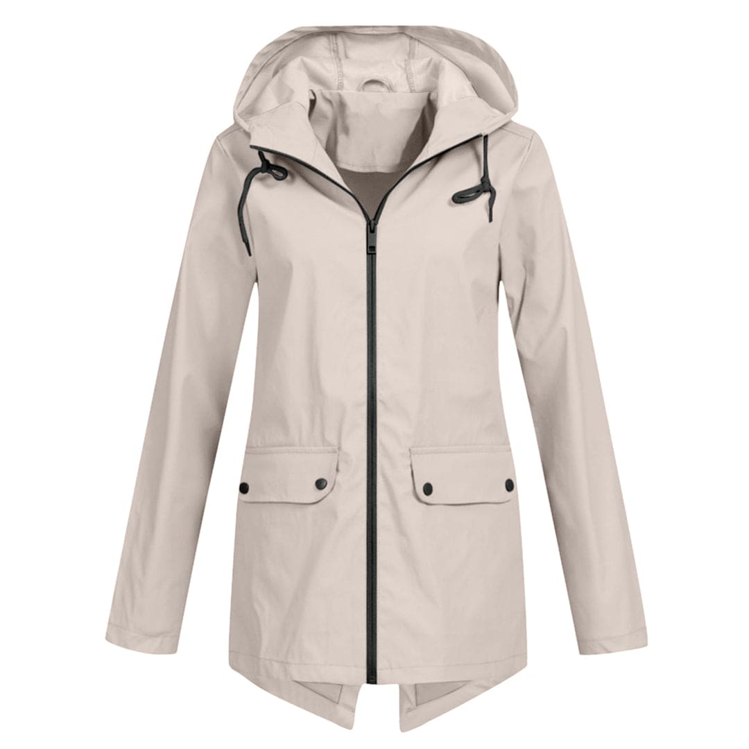 Léa - Veste Imperméable Femme à Capuche Longue pour l'Automne
