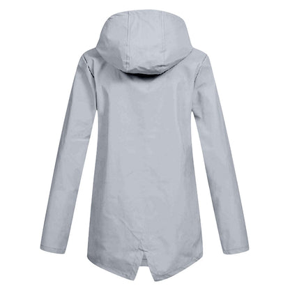Léa - Veste Imperméable Femme à Capuche Longue pour l'Automne