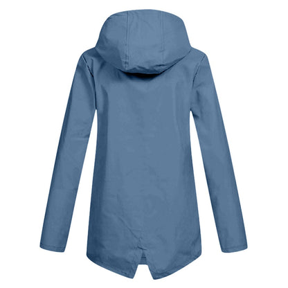Léa - Veste Imperméable Femme à Capuche Longue pour l'Automne