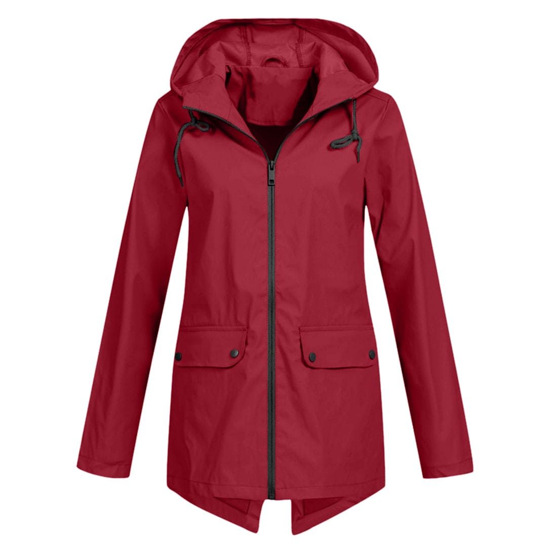Léa - Veste Imperméable Femme à Capuche Longue pour l'Automne