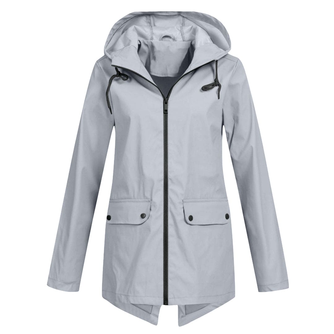 Léa - Veste Imperméable Femme à Capuche Longue pour l'Automne