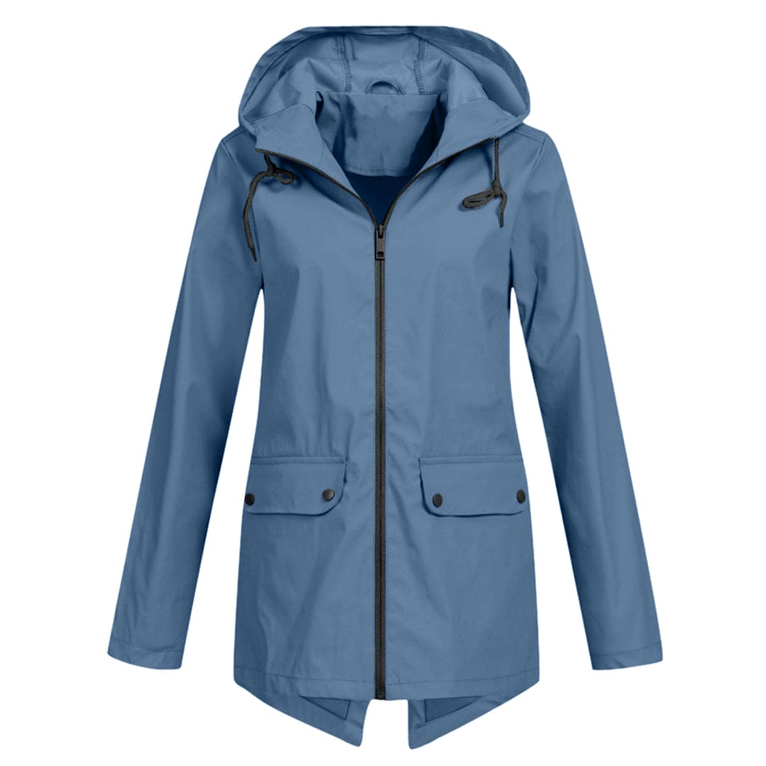 Léa - Veste Imperméable Femme à Capuche Longue pour l'Automne