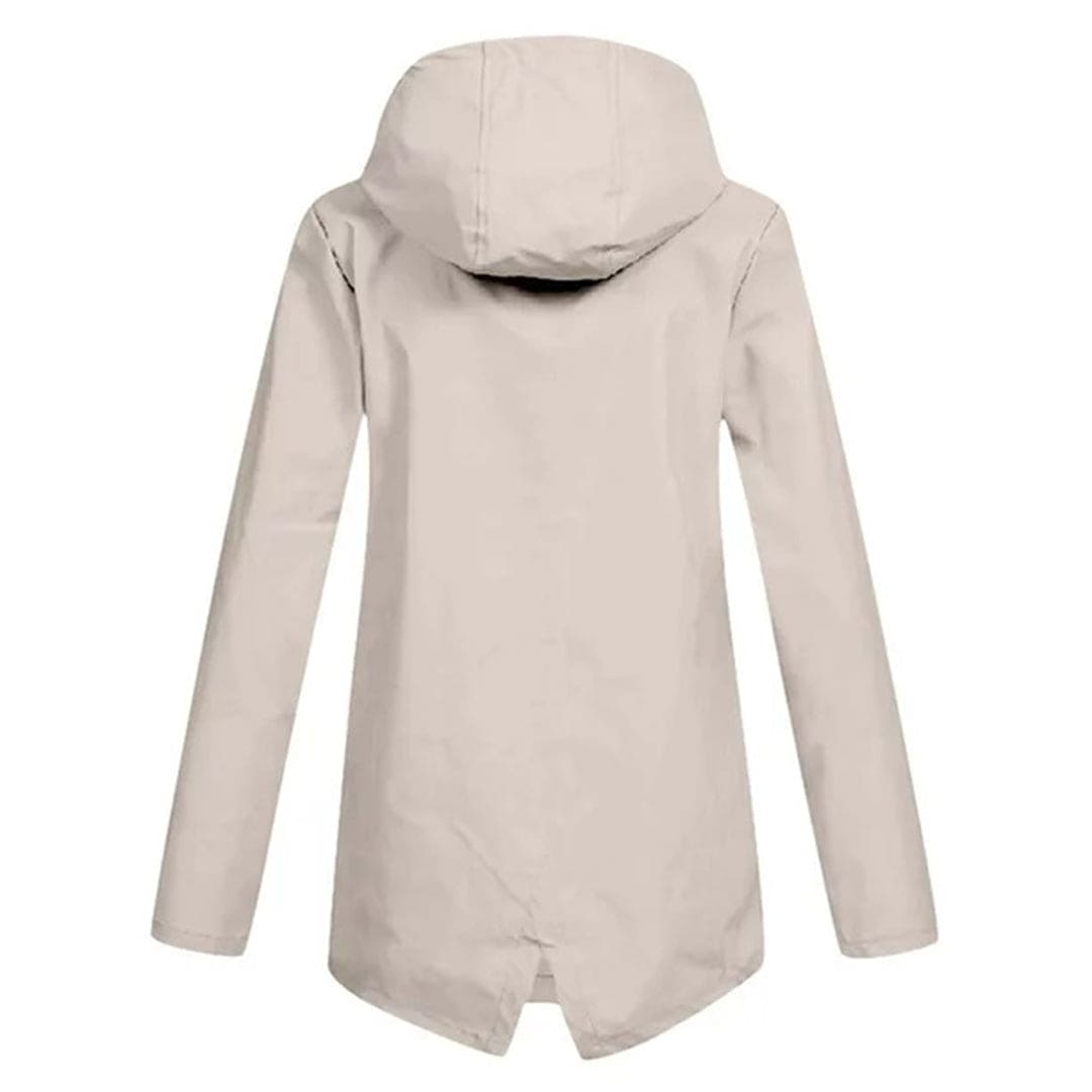 Léa - Veste Imperméable Femme à Capuche Longue pour l'Automne