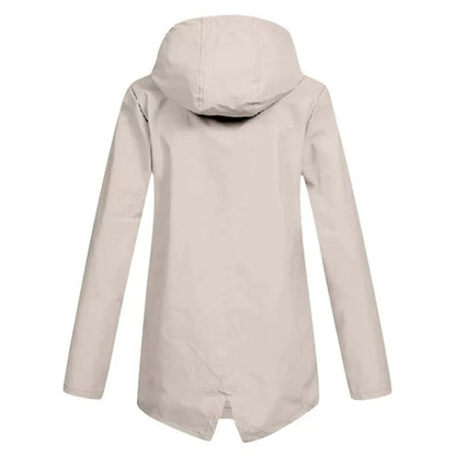 Léa - Veste Imperméable Femme à Capuche Longue pour l'Automne