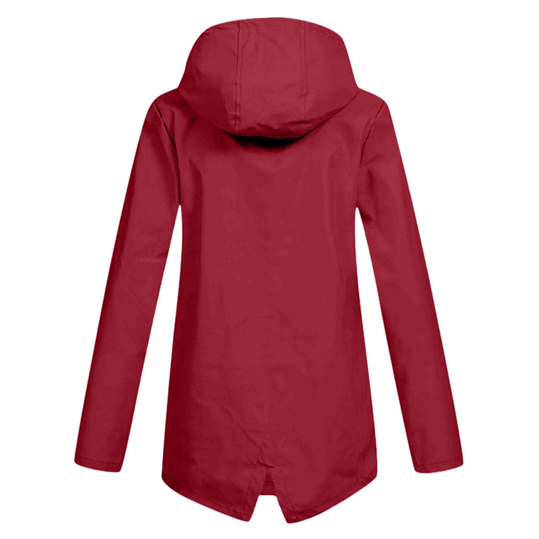 Léa - Veste Imperméable Femme à Capuche Longue pour l'Automne