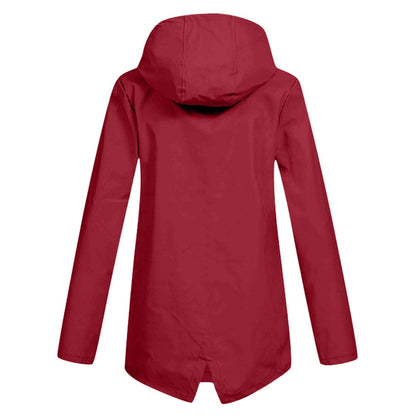 Léa - Veste Imperméable Femme à Capuche Longue pour l'Automne