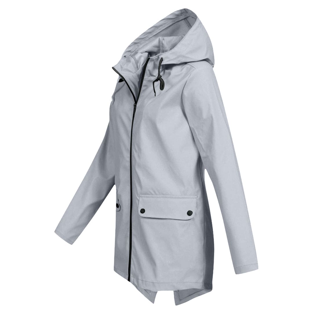 Léa - Veste Imperméable Femme à Capuche Longue pour l'Automne